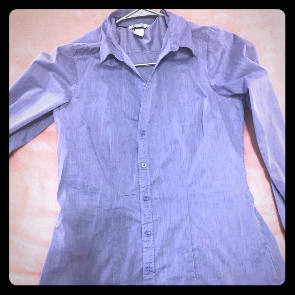 H and M button up top light blue size10